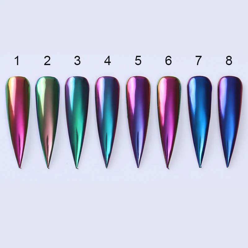 Зеркальный сверкающий порошок для ногтей хамелеонический Auroras Nails Effect металлик Цвета Пигмент для дизайна ногтей пыль черная основа необходима