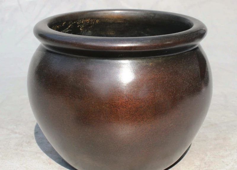 

Marked China Old Pure Bronze Jar Pot Tank Incense Burner Censer Statue