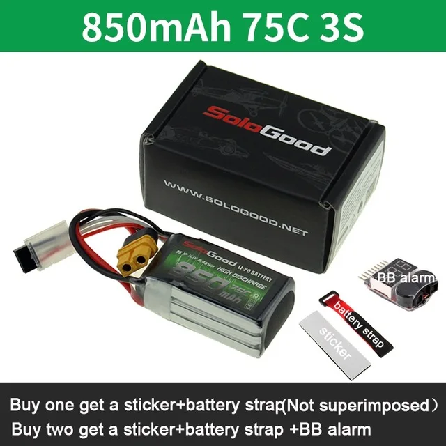 SoloGood Lipo аккумулятор 2S 3S 4S Series 550mAh 850mAh гнездовой разъем для радиоуправляемого гоночного дрона FPV мультикоптера с фиксированным крылом - Цвет: 3S 850mah 75C