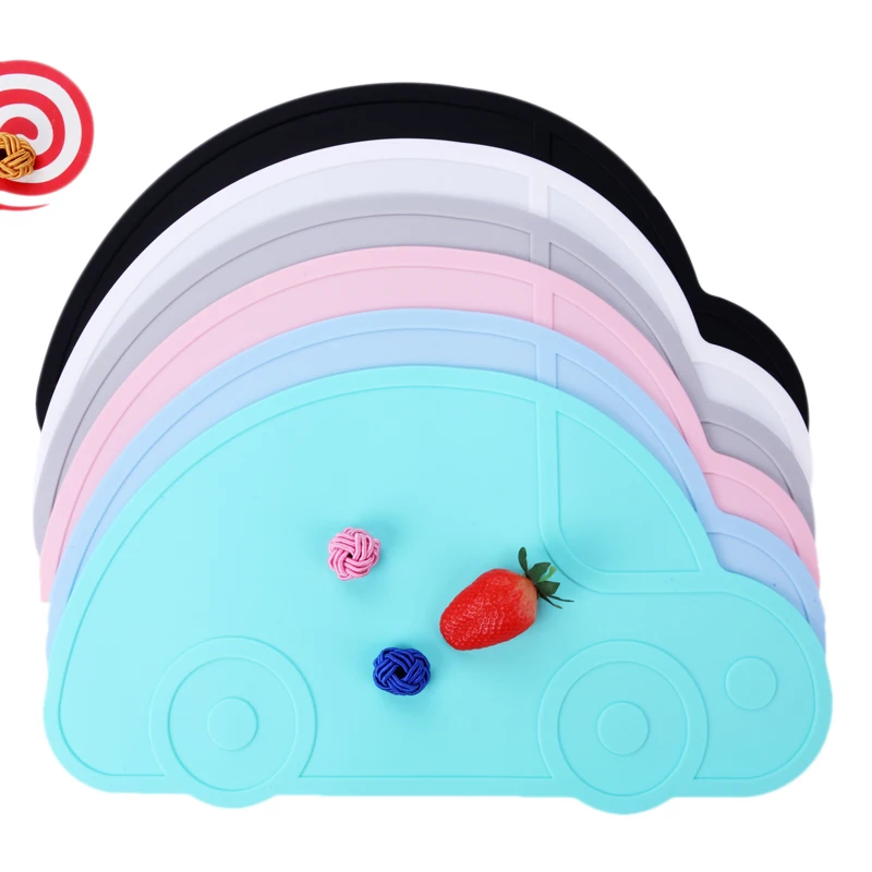  Car Shaped Silicone Placemat For Dining Pads Kids Coaster Dish Protector Stand Table Cushion BPA Fr