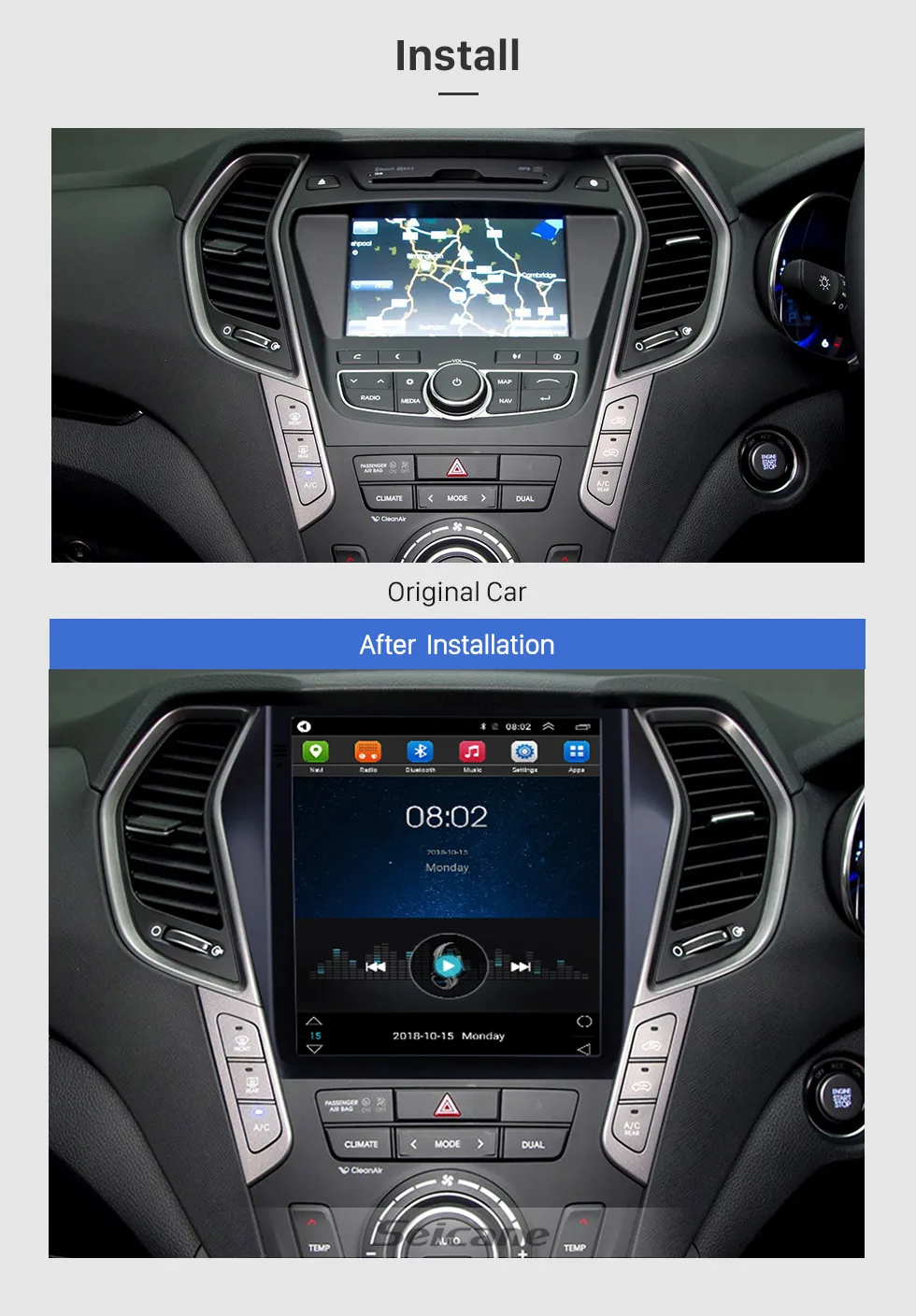 Cheap Seicane Car Multimedia Player For 2015 2016 2017 Hyundai Santafe IX45 9.7 inch Android 6.0 GPS Navigation Radio Mirror link 3
