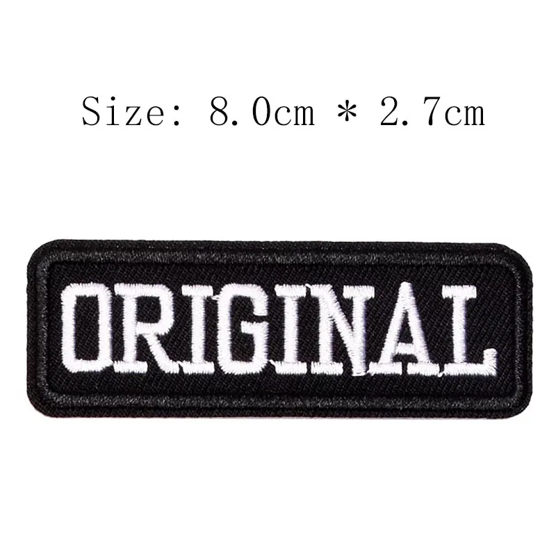 

Original patch left chest black white font embroidery patch Wholesale price iron on sew on emblemas for DIY clothing sleeve bag