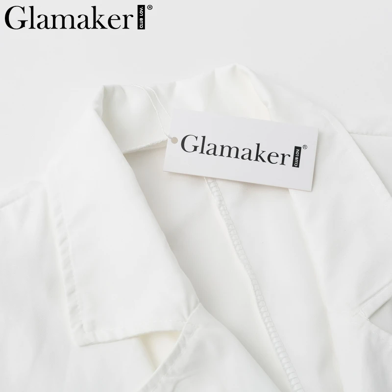 Glamaker, сексуальное Белое Женское пальто с глубоким v-образным вырезом, элегантное женское пальто на пуговицах с поясом, вечерние длинные тренчи на каждый день, Весенняя модная женская верхняя одежда, Новинка
