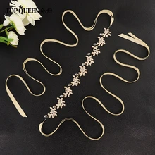 TOPQUEEN SH107 свадебные ленты с сплава свадебный пояс для женщин Свадебные аксессуары тонкие ремни для ночного платья золотой пояс