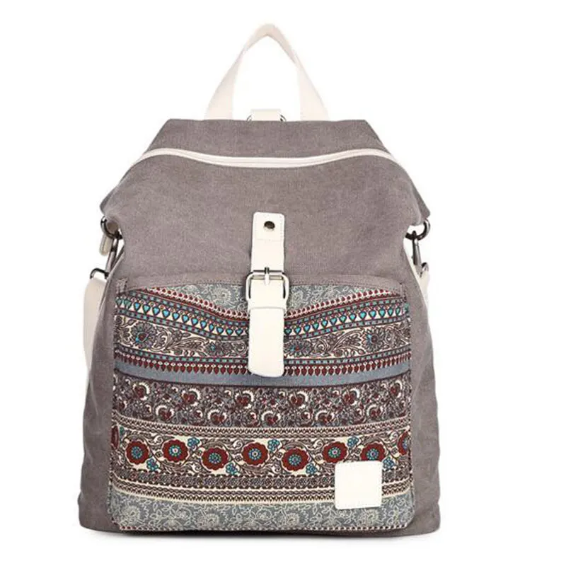 Women National Tribal Ethnic Canvas Backpack Bookbag Female Dual ...