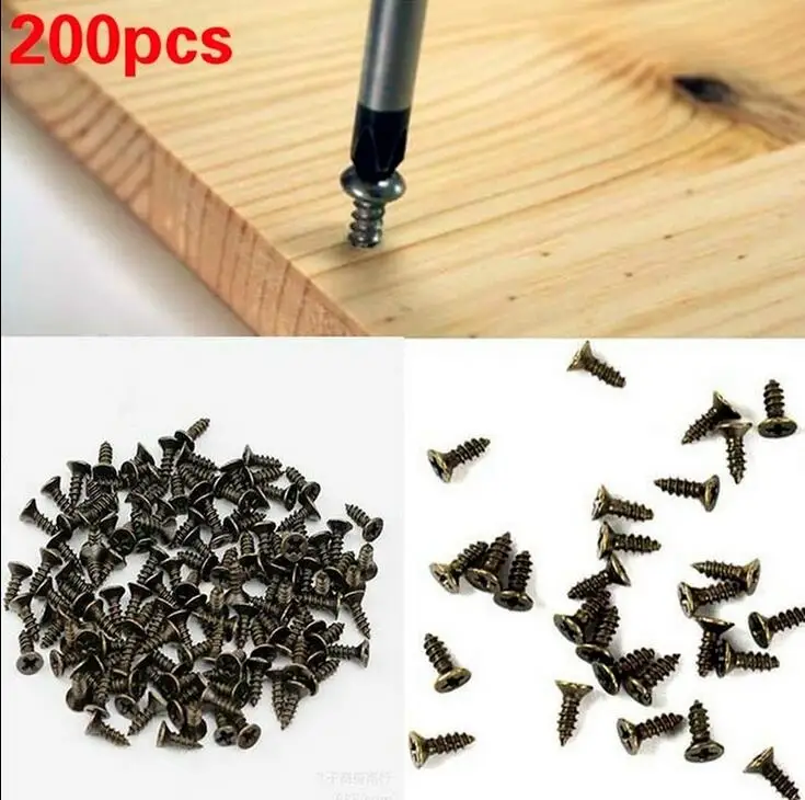 

200pc Micro Screws Countersunk Self-tapping Small Phillips Cross Bolts Wood Screw M2 M2.5 6/8/10mm Flat Head Fit Hinges