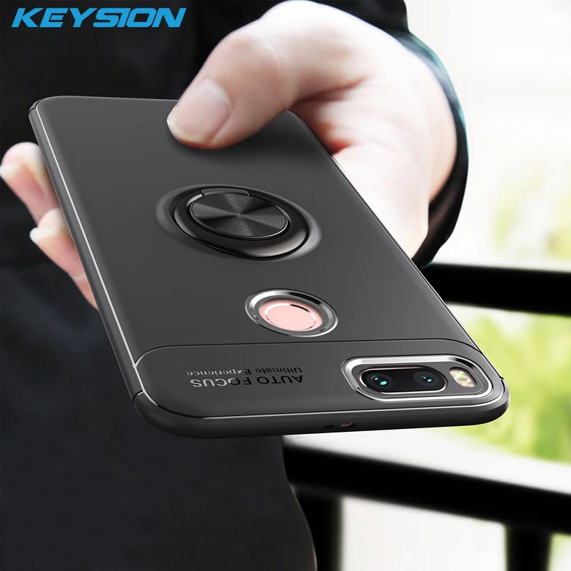 

KEYSION Luxury Ring Holder Phone Case For Xiaomi Mi A1 Magnetic Car Stand Soft Silicone Matte Cover For Xiaomi Mi 5X Case Capa