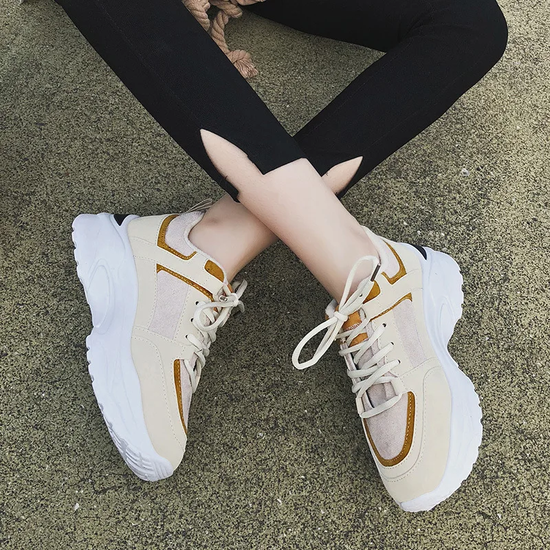 

Women Shoes Fashion Sneakers Vulcanize Shoes Casual 2019 Women Flats Breathable Dad Shoes Autumn Trainers Female