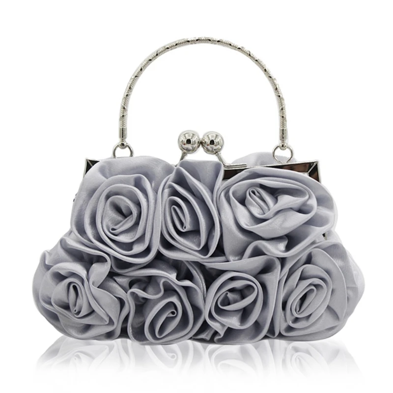 

Women Fashion Rose Flower Pattern Clutch Bag Evening Party Bridal Party Handbag