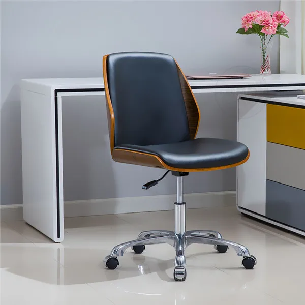 Регулируемое по высоте рабочее кресло, современное офисное кресло Bentwood с разнонаправленными колесами, компьютерное кресло, мебель без рукавов