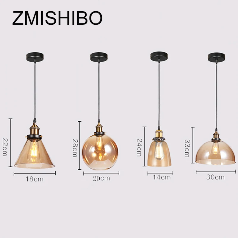 Винтажная стеклянная Подвесная лампа ZMISHIBO 110 240 В E27 потолочные светильники из