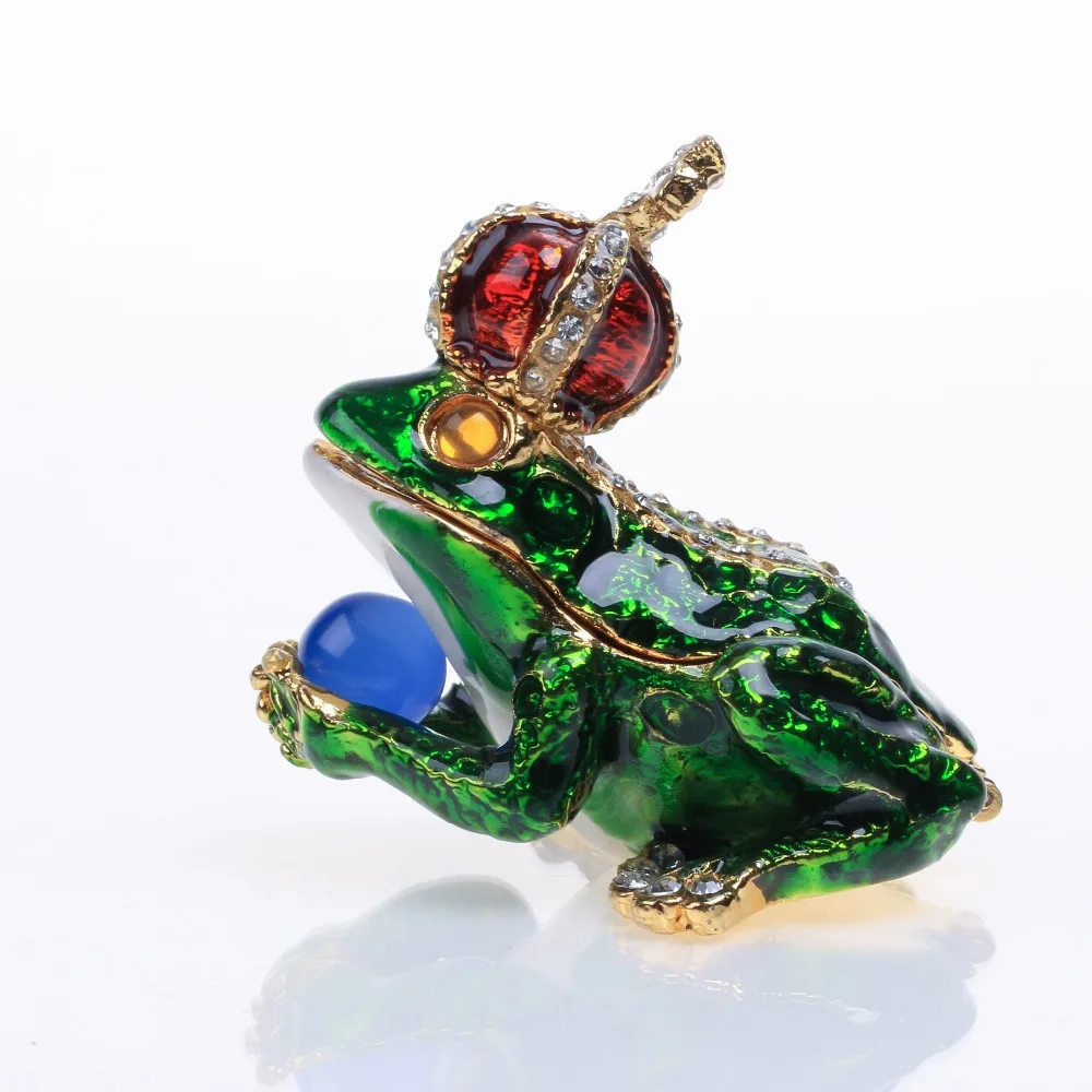 

IZODO jewelry China supply frog king crown jewelry box tin metal material enamel chromatic pure handmade artware handiwork gifts