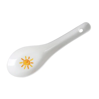 

5Pcs Sugar Dessert Ice Cream Home Long Handle Spoon Kitchen Supply Coffee & Tea Spoon Flatware Scoops Soup Ceramics Ladle LY420