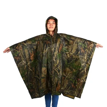

Hiking Waterproof Hooded Maple Leaf Camo Poncho Military Camping Hiking Jungle rain cover