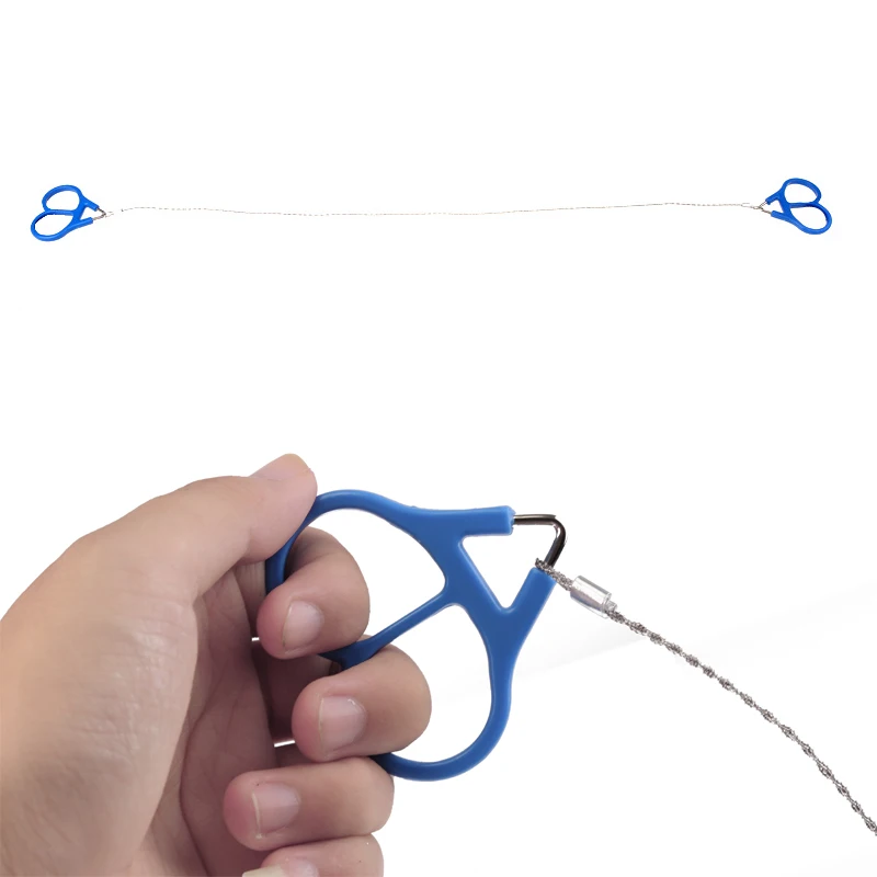 

Blue Camping Equipment Hiking Emergency Survival Hand Tool Gear Pocket Chain Saw ChainSaw Carbon Steel Teeth Wire Saw