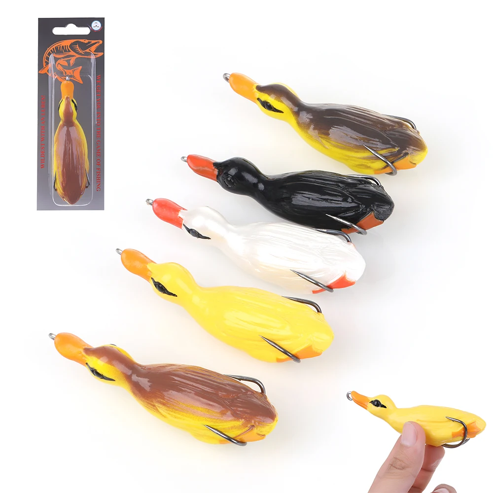 

22g/11cm PVC Multi 3D Eyes Fishing Lure For Snakehead Jig Head Sinking Soft Baits Topwater Duck With Treble Hooks Fishing Tackle
