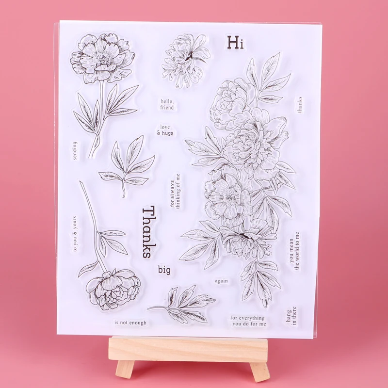 

Rubber Silicone Flower Thanks Clear Stamps for Tampons Seal Background Collage Stamp scrapbook Holiday Card Making