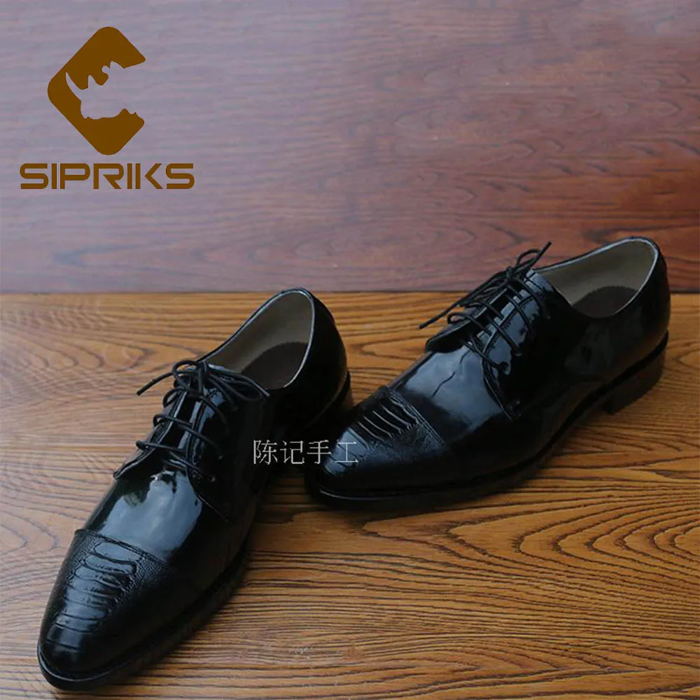 Oxfords Sapatas Apontado Tamanho Goodyear Importado Sapatos Dedo Welted Brilhante Patente Dos Sipriks Preto Big Vestido De Homens Couro Pé Do Igreja HaIw5q