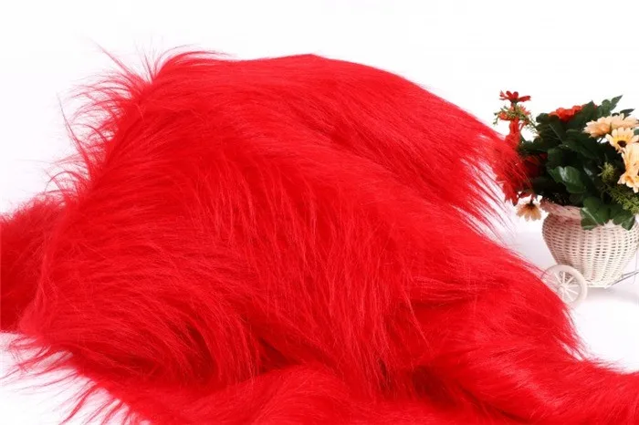 Luxury Long Hair Faux Fur Fabric Plush Toy Fabric 50x150cm - Цвет: red