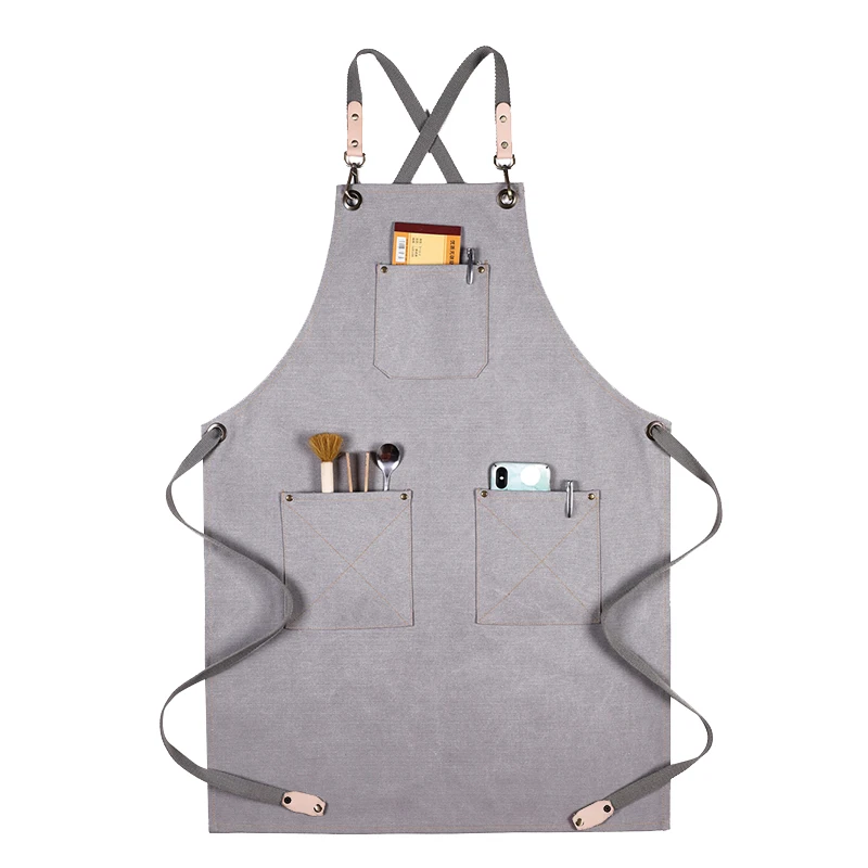 SenYue woman Men Adjustable Adult Bib Apron With Pockets Chef Waiter Kitchen Cook Apron