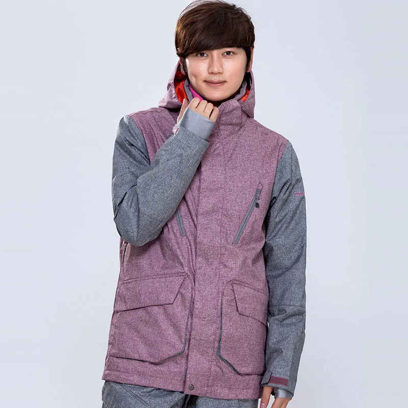 Gsou Snow Men Waterproof Ski jacket Light purple color snowboard Wear Windproof Waterproof male