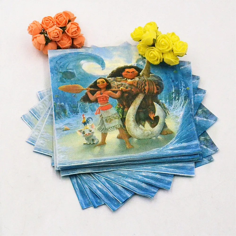 

20pcs/lot Moana Party Supplies Paper Napkin Cups tablecloth Moana Birthday Decoration Baby Shower Favors Kids Party Supplies