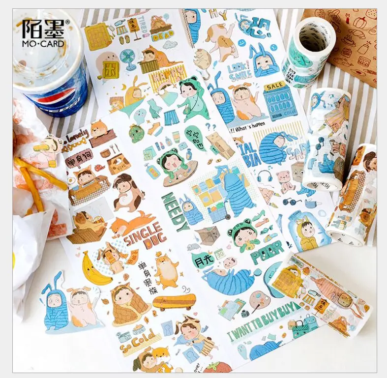 

Лента декоративная для скрапбукинга, 10 см, рисунок японского аниме, одиночная собака, трусливая девушка, толстый ботаник, дневник, маскирующая лента escolar