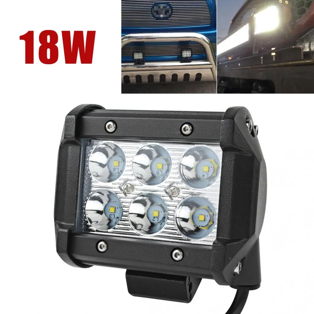1 шт. 1440LM 6000K 18 Вт Супер мощный водонепроницаемый Светодиодный светильник для автомобиля для мотоцикла/трактора/лодки/4WD внедорожника/SUV/ATV