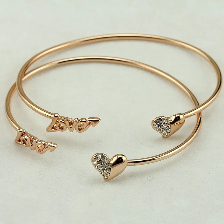 

Korean fashion lovers love Rose Gold Bracelet open letter love peach boutique bracelet