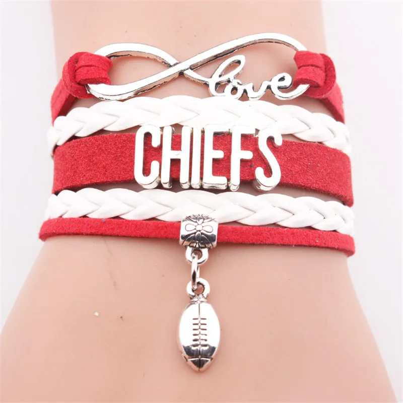 GVUSMIL Infinity CHIEFS Football Team Bracelet Customize Kansas City Sport Wristband Friendship