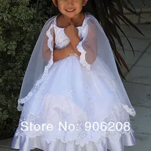 Новая красивая белая/Свадебная заколка цвета слоновой кости, шифоновые платья с цветочным рисунком для девочек