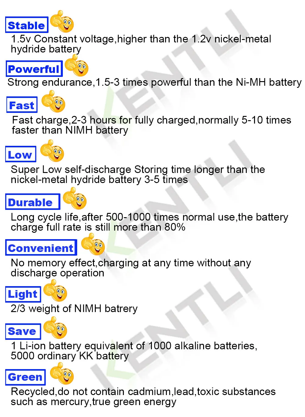 KENTLI 4 шт Низкий саморазряд 1,5 v 3000 mwh AA перезаряжаемый литий-полимерный литий-ионный полимерный литиевый аккумулятор+ 1 USB умное зарядное устройство