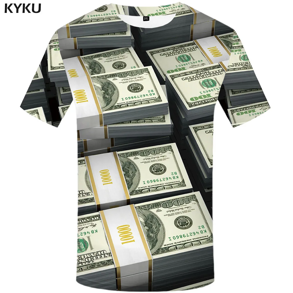 KYKU Dollar футболка для мужчин Harajuku рубашка с принтом Футболка изображением денег