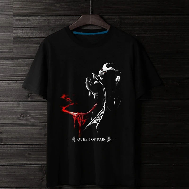  WBDDT The Queen of Pain Qop Dota 2 Men T Shirt Print 100% Cotton Quality Hip Hop Akasha Homme Unise