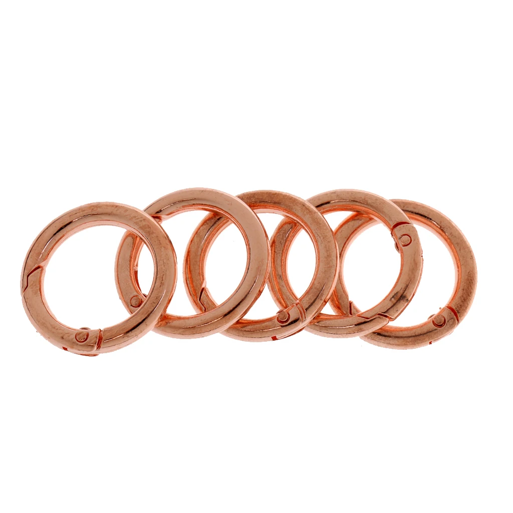 5Pcs O-Ring Carabiners Metal Round Circle Carabiner Spring Snap Clips Hook Keyring Backpack Buckle Handbags