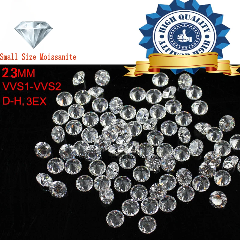 5pcs/Lot Small Size 2.3mm White color Moissanite Round Brilliant Loose ...