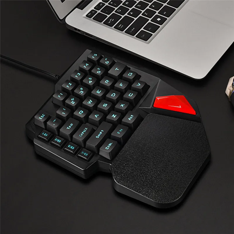 Single Hand Keypad Gaming Keyboard Wired 38 Keys LED Backlit Usb Ergonomic Single Hand Keypad