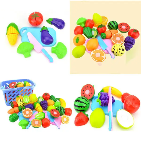 pudcoco Babies Funny Lovely Fruits Model Cutting Set Kids Pretend Role Play Kitchen Fruit Vegetable Food
