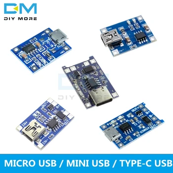 

5PC Type-c/Micro/Mini USB 5V 1A Li-ion 18650 TC4056A Lithium Battery Charging Board Charger Module With Protection Dual Function