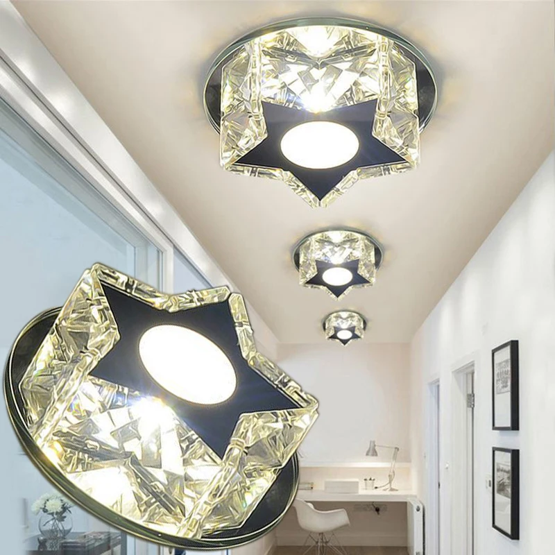 

LAIMAIK Crystal LED Ceiling Light 3W Star LED Aisle Light 90-260V Led Crystal Light Modern Led Ceiling Lights for Living Room