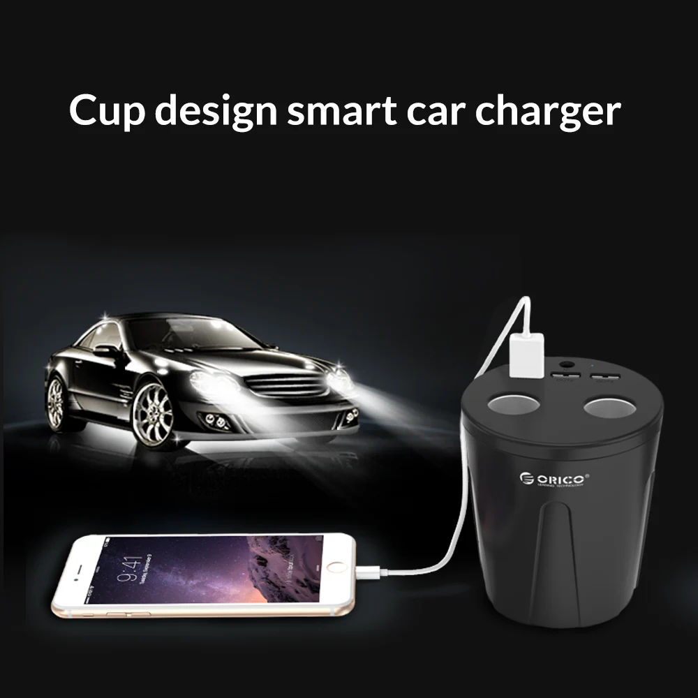 ORICO شاحن سيارة 3 USB DC/5 V 7.2A كوب الطاقة محول مأخذ التوصيل ولاعة السجائر الخائن للهاتف المحمول شواحن اللوحي و أكثر
