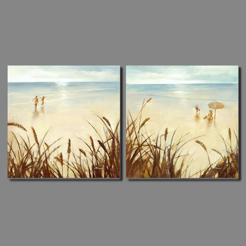 Gold seaside beautiful girl 2pcs Landscape Decoration ...