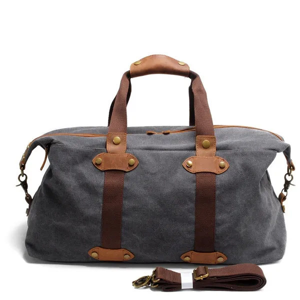 High Quality Vintage Oilskin Genuine Leather Weekend Bag For Men