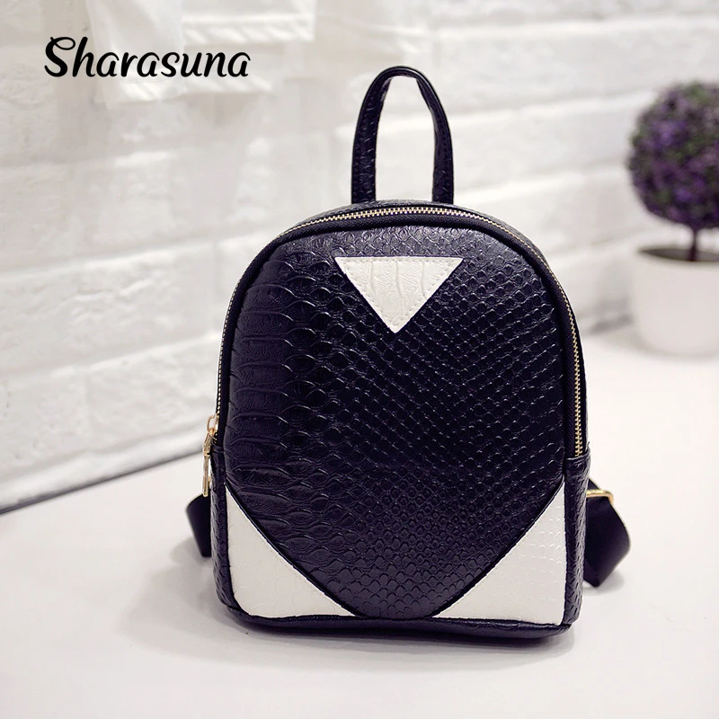 

2016 New Fashion Women Backpack Designer Simple Travel Shoulder Bag PU Leather Solid Color Mini Student School Bag Patchwork Bag