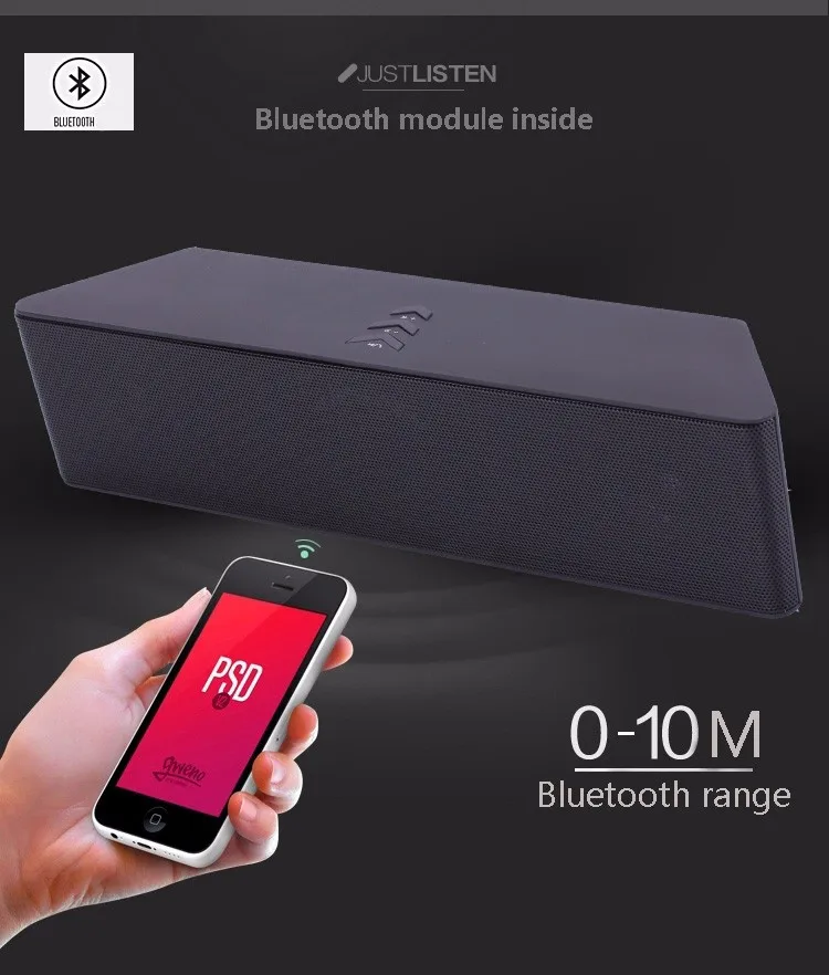 Высокая мощность HIFI Портативный беспроводной bluetooth динамик стерео Саундбар TF FM радио сабвуфер для телефона ПК mp3