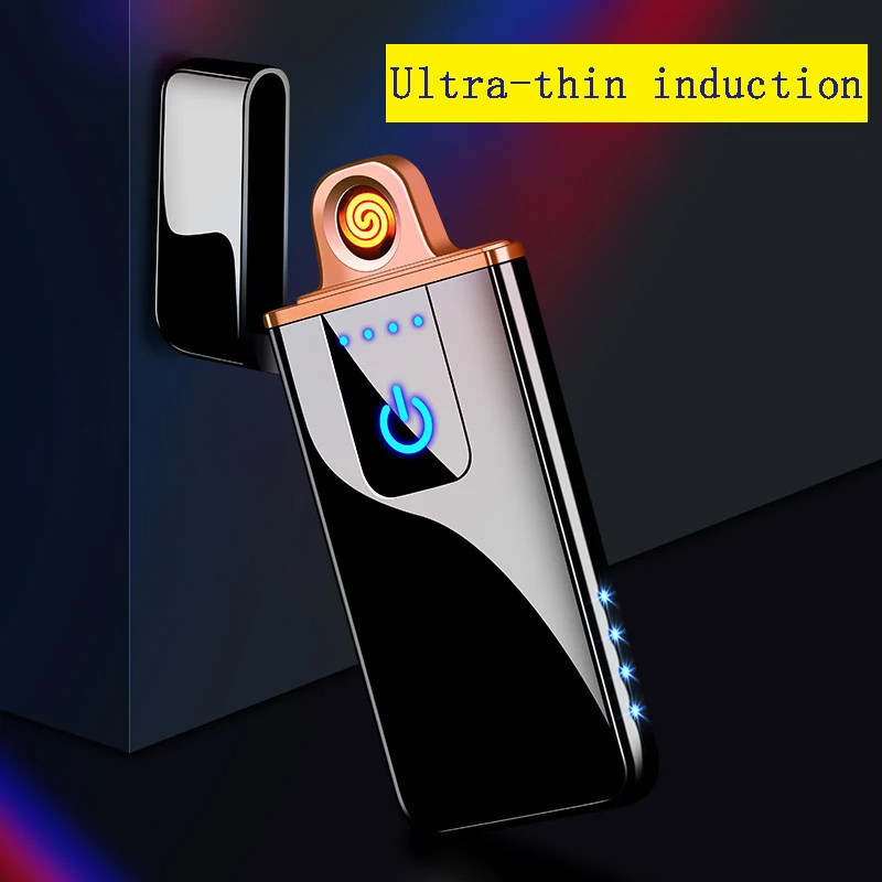 

Metal Ultra-thin USB Charging Lighter Touch Induction Windproof Double-sided Cigarette Electronic Lighter Tungsten