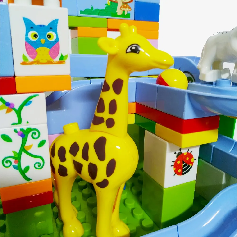 DIY Marble Race Run Slide Bricks Maze Ball Track Building Blocks Legoed Friends Duploed Block Toys For Children Fantasy Forest