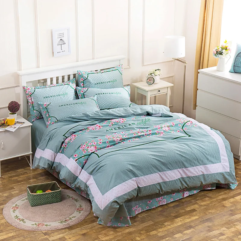 

100% cotton Bedlinen Korean style Luxury bedclothes King Queen size bedcover Doona duvet cover sheet pillowcase 4pcs bedding set