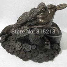 Bi001138 Китай Чистая Бронзовый Юань Бао Деньги богатство Жаба Фэн-Шуй Лаки золотая жаба Статуя
