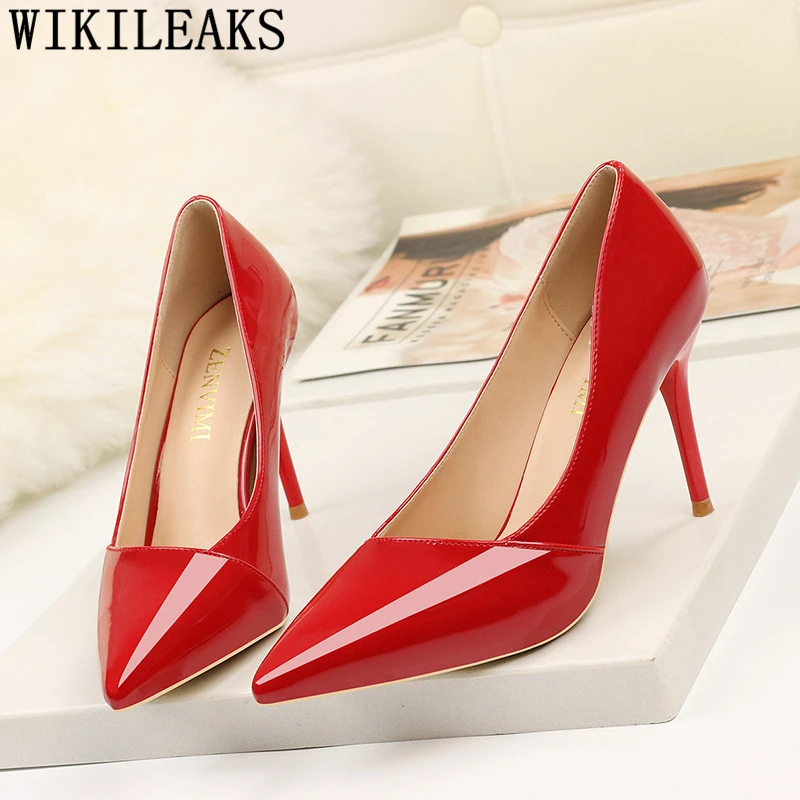 

2019 new pumps for women wedding shoes patent leather sexy shoes pointed toe high heels office shoes women nude heels tacones